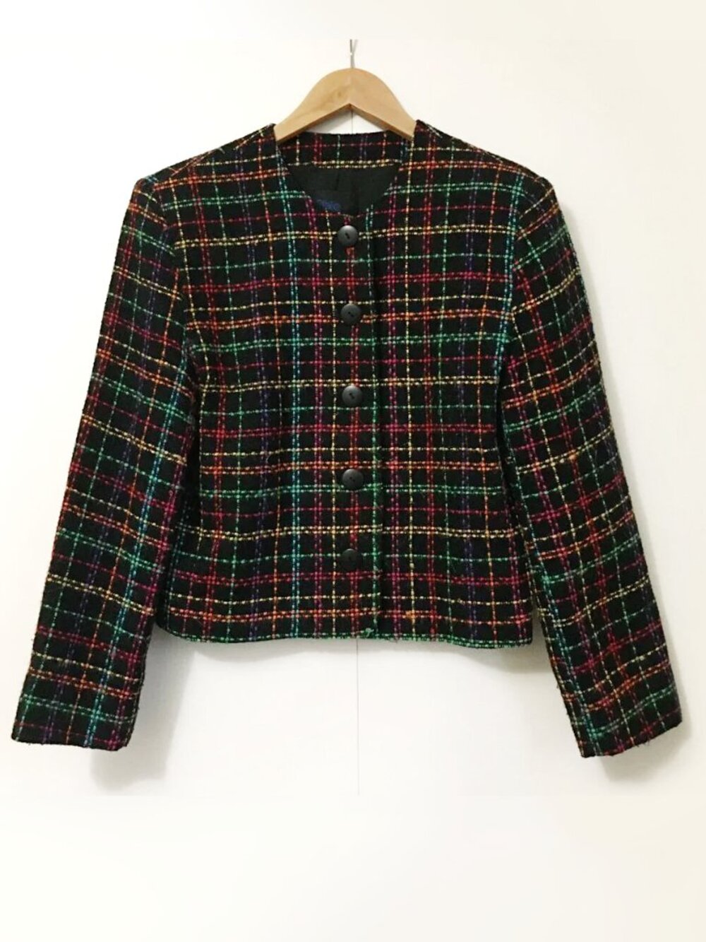 Vintage 90s Arcadecore Structured Shoulders Cropped Boxy Blazer - Petite
